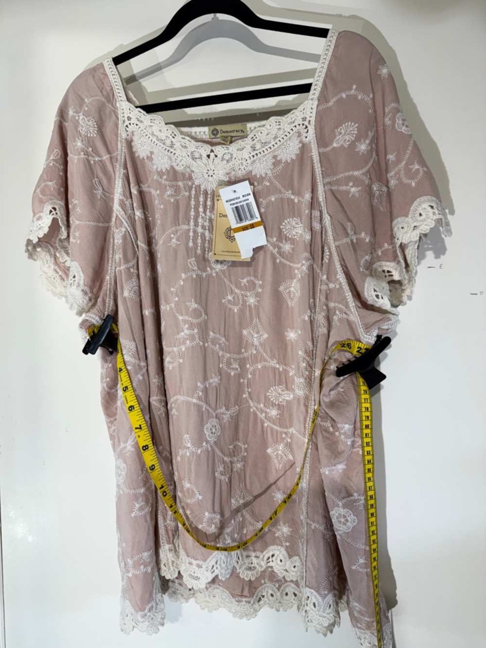 Democracy Embroidery Lace-Trim Boho Tunic in Dusty Rose Size 3X - Picture 5 of 5